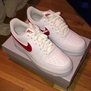 Nike Air Force 1 red swoosh sneakers